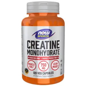 NOW Sports Nutrition | Creatine Monohydrate 750 mg | Mass Building*/Energy Production* | 120 Veg Caps