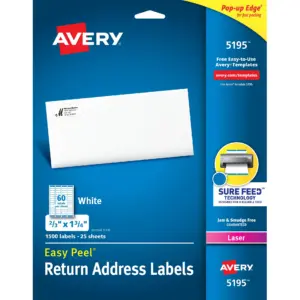 Avery Easy Peel Return Address Labels | 1/2x1-3/4 2,000 Labels (5267) | 2000