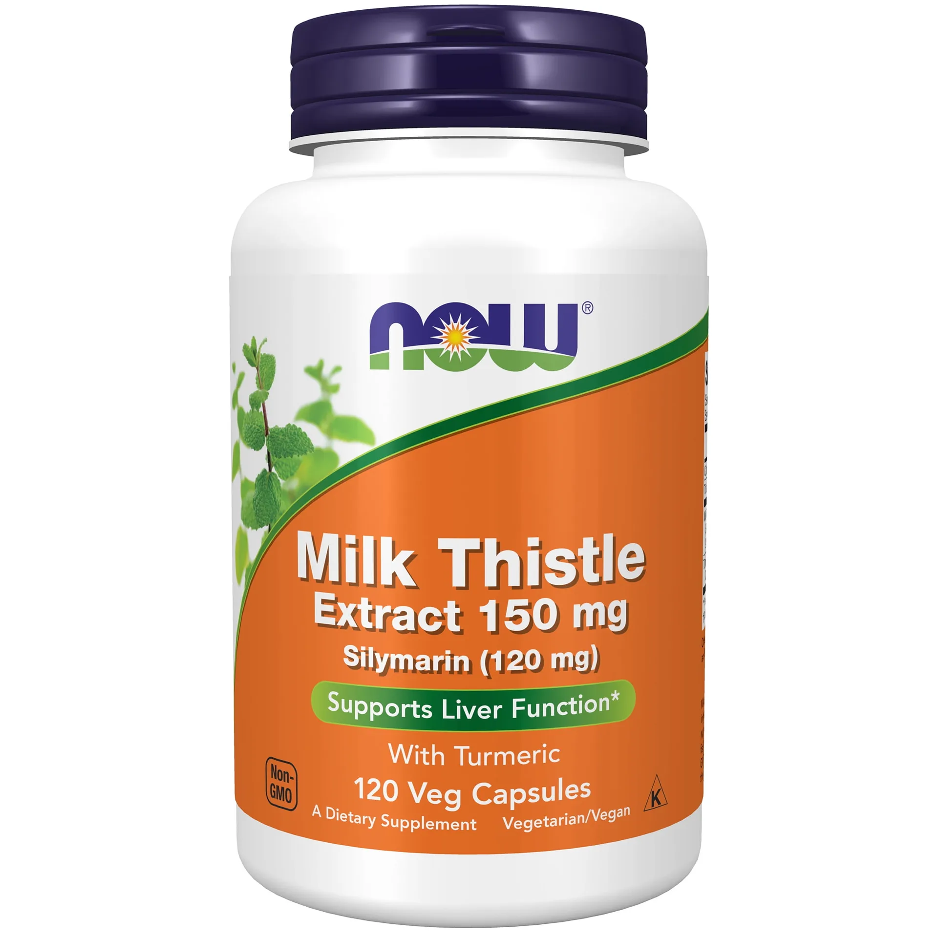 NOW Supplements | Silymarin Milk Thistle Extract 150 mg with Turmeric | 120 Veg Capsules