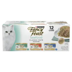 Purina Fancy Feast Seafood Classic Pate Collection Grain Free Wet Cat Food Pate Variety Pack | 3 Ounce Cans (12 Pack)