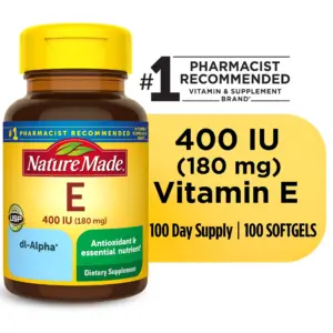 Nature Made Vitamin E 180 mg (400 IU) dl-Alpha Softgels | Dietary Supplement | 100 Count | 1
