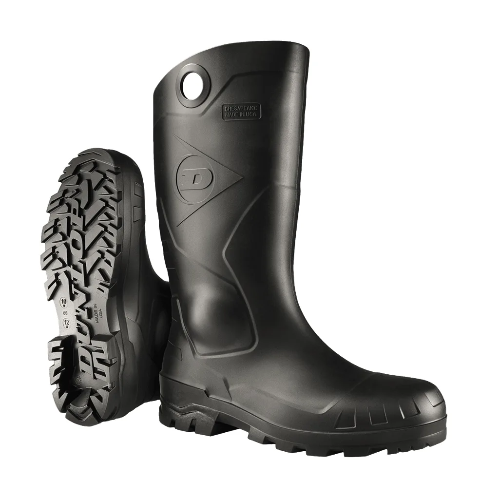 Dunlop Chesapeake Rubber Boots for Men and Women – PVC | Waterproof | Lightweight Garden | Fishing and Rain Boots with Soft Toe and Wide Calf – Black – Size 3–15 | Solid 01 | US 10