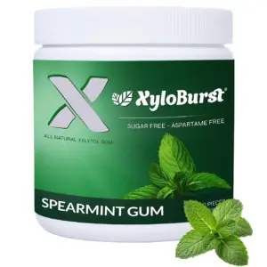 XyloBurst Gum | Xylitol Chewing Gum | Sugar Free | Gluten Free | Keto Friendly | Aspartame Free Gum For Oral Health | Spearmint | 100-Count Jar