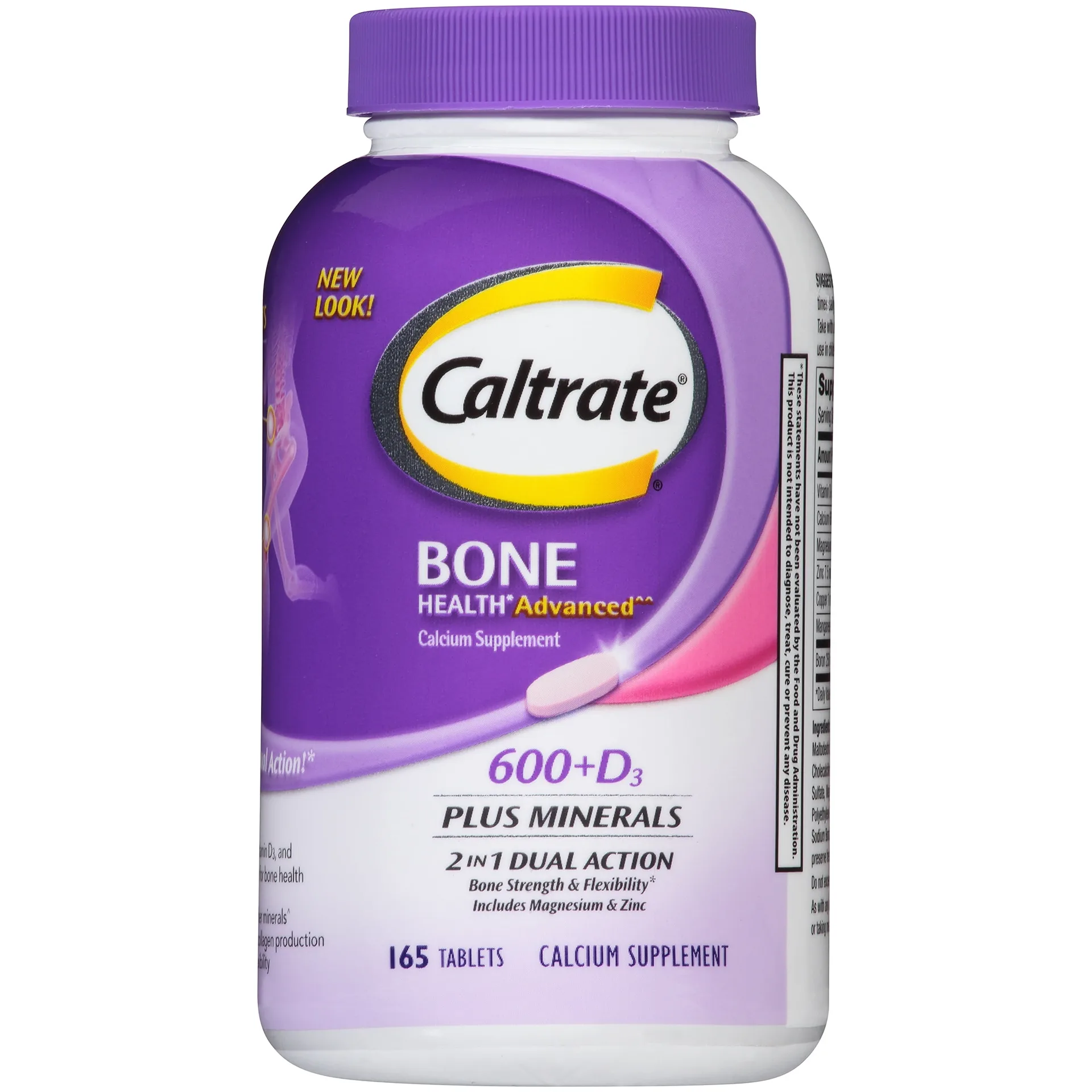 Caltrate Bone Health Advanced 600+D3 plus Minerals Calcium Tablets | 165 Ct | Single