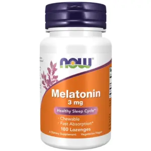 NOW Supplements | Melatonin 3 mg | Free Radical Scavenger* | Healthy Sleep Cycle* | 180 Chewable Lozenges