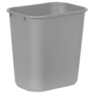 Rubbermaid Commercial Products FG295600GRAY Plastic Resin Deskside Wastebasket | 7 Gallon/28 Quart | Gray | 7 gal
