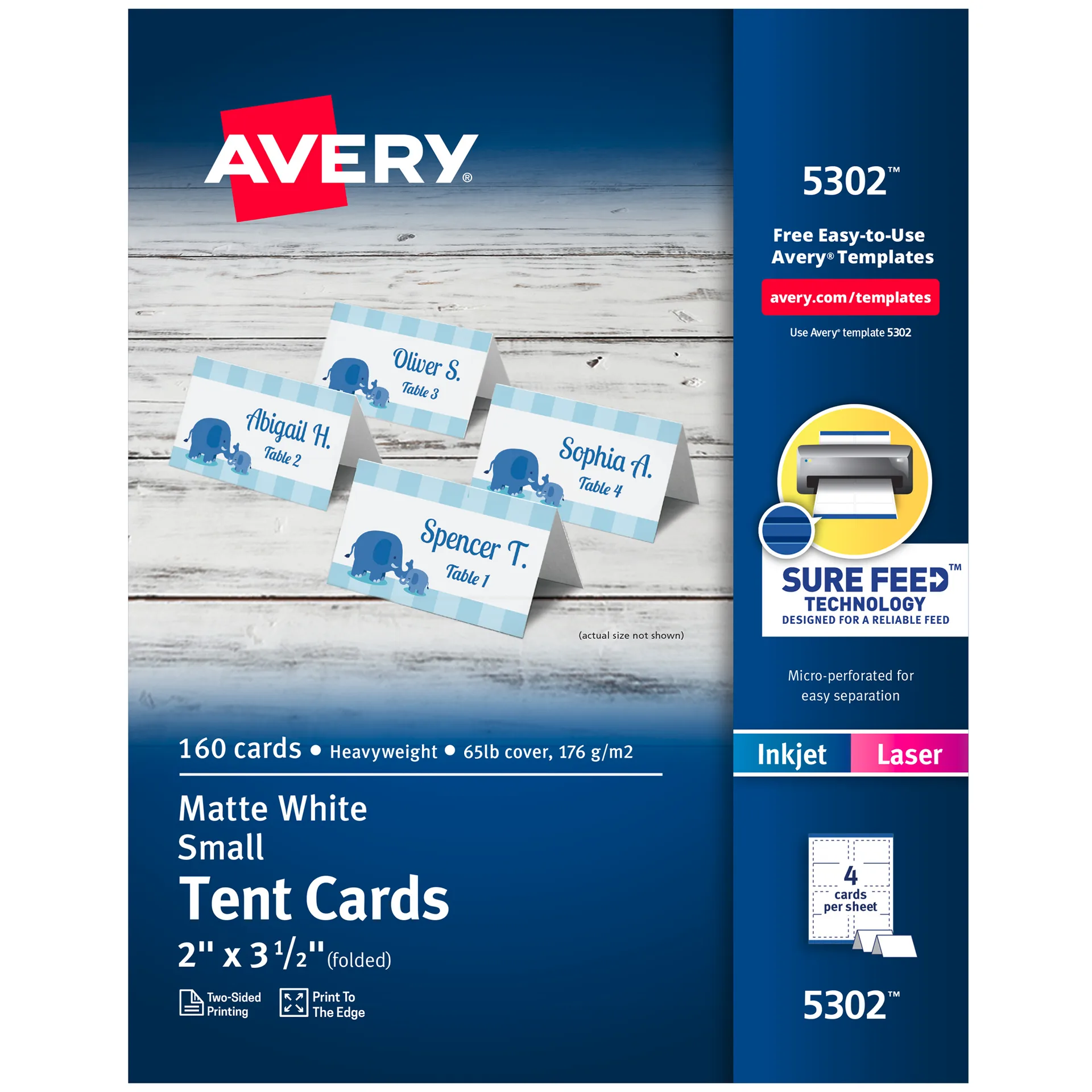 Avery Tent Cards | 2 x 3.5 | White | 160 Place Cards (5302)