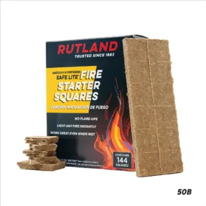 Rutland Safe Lite Fire Starter Squares | Eco-Friendly | 144 Count