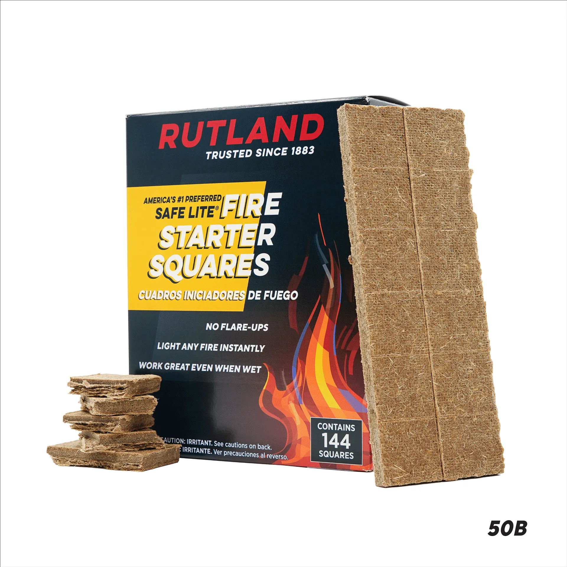 Rutland Safe Lite Fire Starter Squares | Eco-Friendly | 144 Count