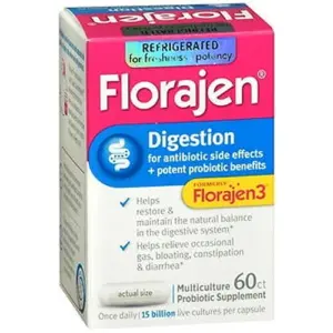 Florajen | Digestion Multiculture Probiotic Supplement 15 Billion CFU | 60 Capsules