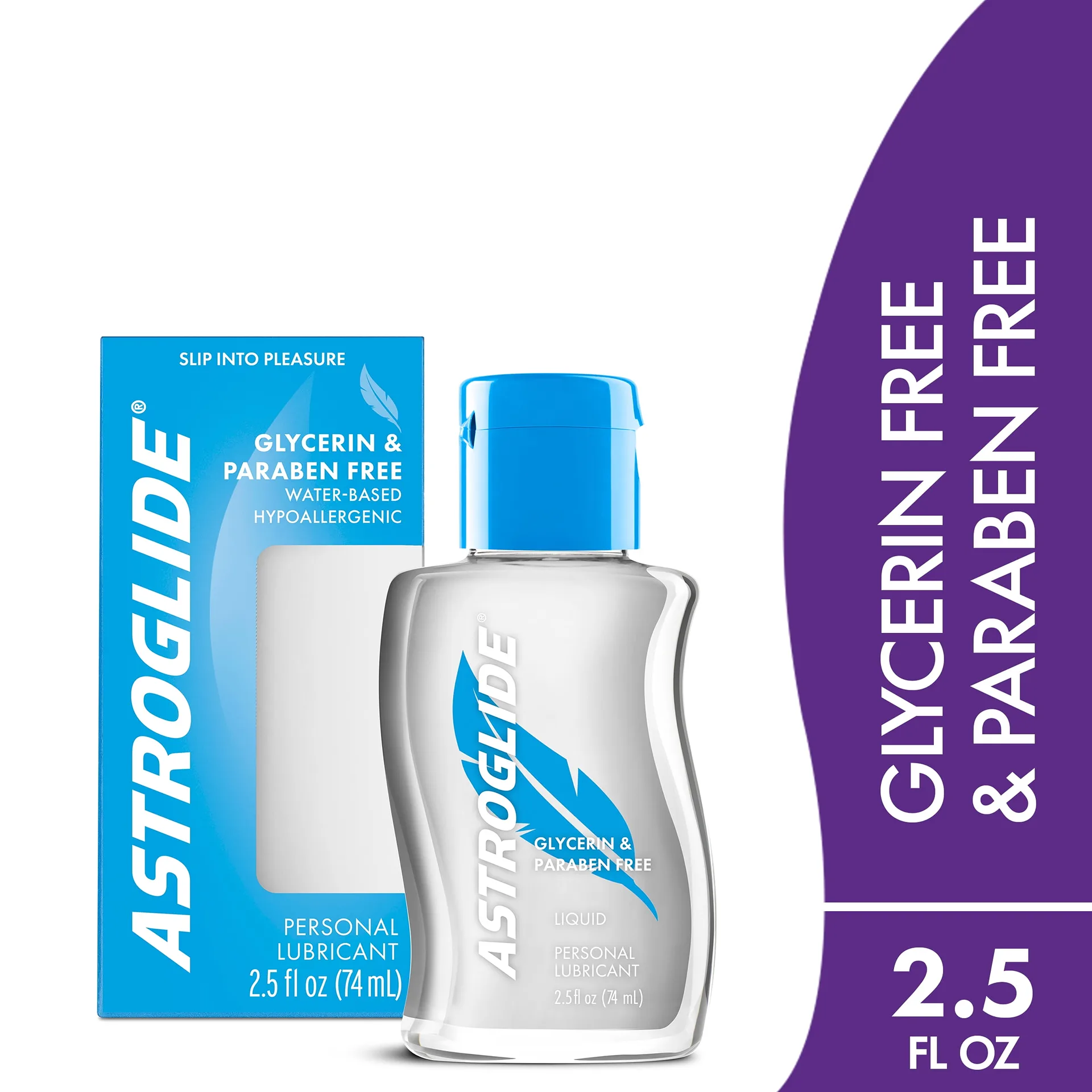 Astroglide Glycerin and Paraben Free Liquid | Water Based Personal Lubricant | Long-Lasting Lube | 2.5 Ounce
