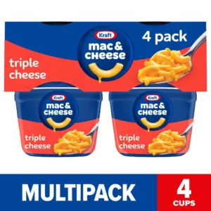 Kraft Triple Cheese Mac N Cheese Easy Microwavable Dinner | 4 ct Pack | 2.05 Ounce Cups | Shelf-Stable