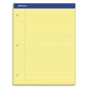 Ampad Double Sheets Pad Narrow/Margin Pad 8 1/2 x 11 3/4 Canary 100 Sheets 20246 (Premium Edition)