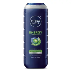 NIVEA MEN Energy Body Wash for Men with Mint Extract & Cedarwood Scent | 16.9 fl Ounce