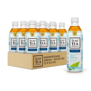 Teas' Tea Organic Unsweetened Green White Tea | 16.9 Ounce (12-Pack)
