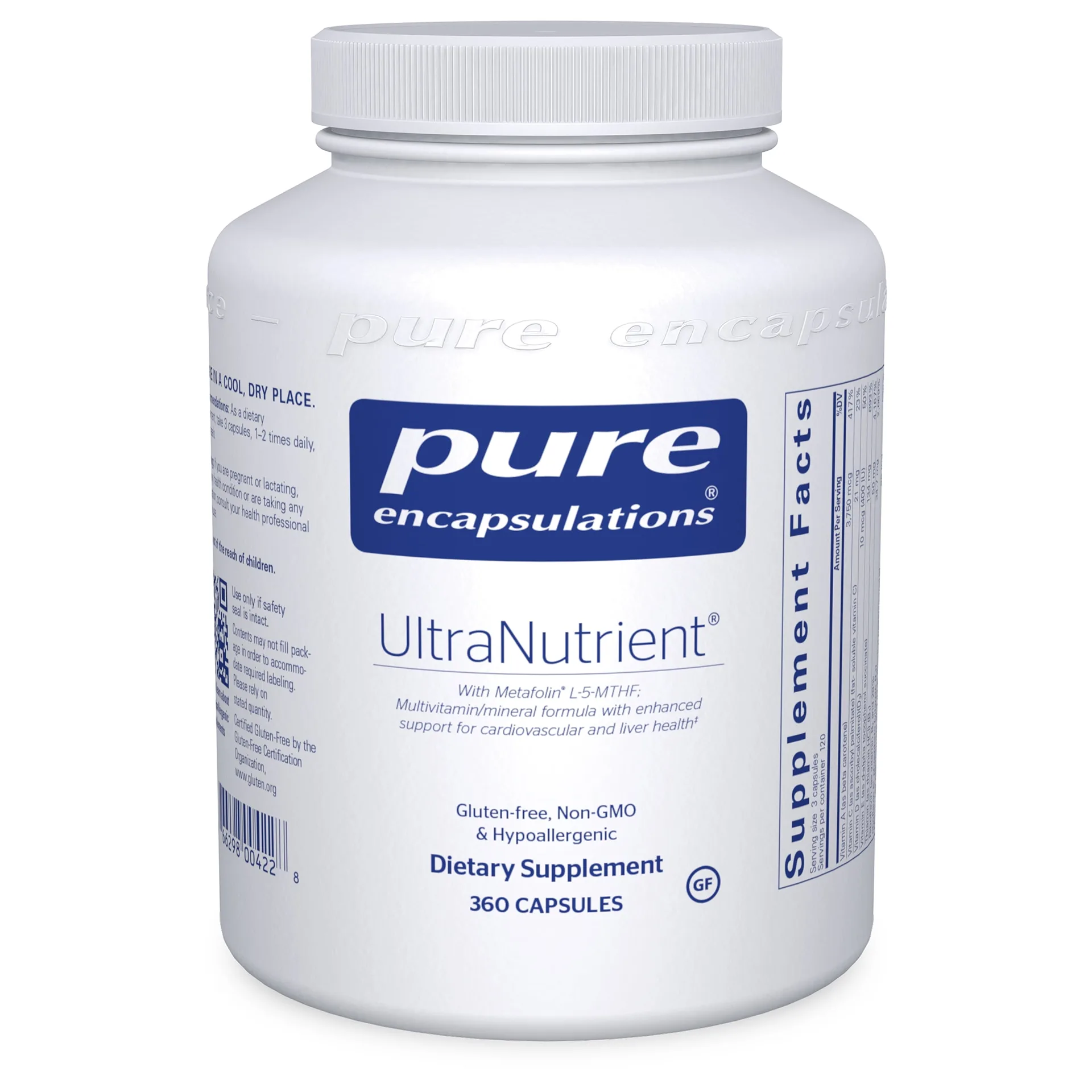 Pure Encapsulations UltraNutrient | Minerals and Multivitamins | Supports Liver and Heart Health* | Supplement for Antioxidants | With Vitamin C | CoQ10 and More | Gluten Free | 180 Capsules | 180 Count (Pack of 1)