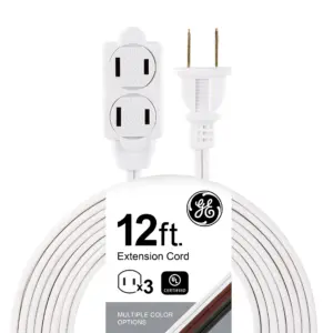 GE 12ft. 3-Outlet Polarized Extension Cord | White 51954