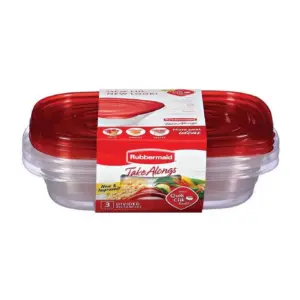 Rubbermaid TakeAlongs Divided Rectangular Food Storage Containers | 3.7 Cup | Tint Chili | 3 Count