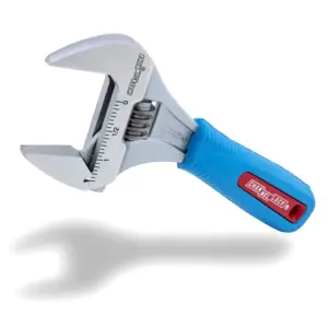 CHANNELLOCK 6WCB 6-inch CODE BLUE WideAzz Adjustable Wrench | 1.34-inch Wide Mouth Jaw Capacity | Precise Jaw Design Grips Inch Tight Spaces | Measurement Scales for Easy Sizing Diameters