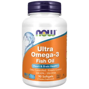 NOW Supplements | Ultra Omega-3 Molecularly Distilled & Enteric Coated | 90 Softgels