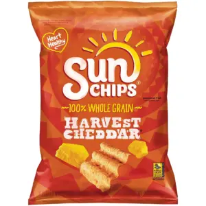 Sun Chips 100% Whole Grain Harvest Cheddar Flavored Multigrain Snacks | 7 Ounce Bag