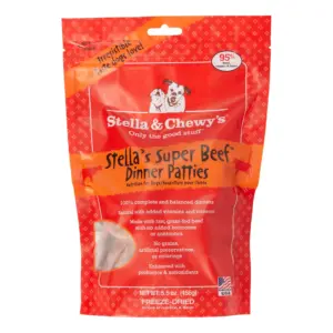 Stella and Chewy's Freeze-Dried Raw Stella's Super Beef Dinner Patties Grain-Free Dog Food | 5.5 Ounce. bag | 6 Ounce