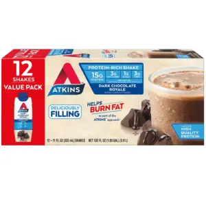 Atkins 15g Protein Shake Dark Chocolate Royale | High Protein | Low Carb | Low Sugar | Keto Friendly | 12 Count