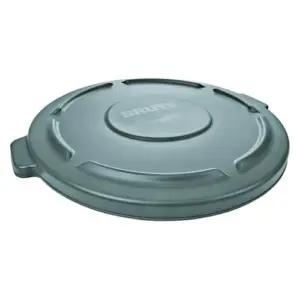 Rubbermaid Commercial BRUTE Trash Can Flat Lid | Round | Gray | 55 Gallon | FG265400GRAY