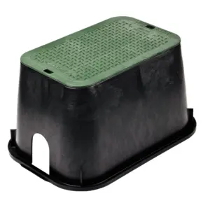 NDS D1000-SG Rectangle Valve Box with Drop-Inch Cover | 10-Inch by 15-Inch by 10-Inch | Black/Green CA1