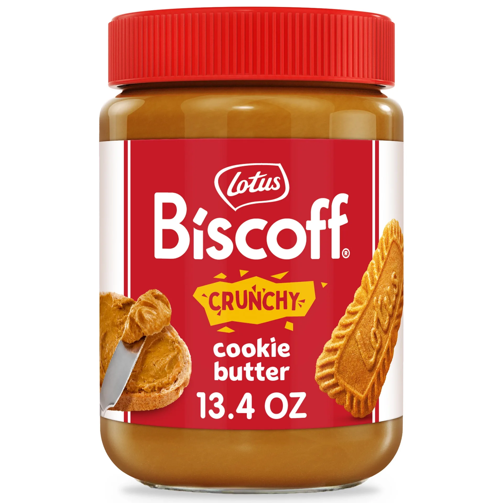 Lotus Biscoff Crunchy Cookie Butter | 13.4 Ounce | Nut-Free Spread | One Jar per Pack