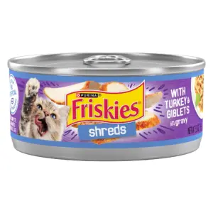 Purina Friskies Shreds Gravy | Soft Turkey & Giblets | Wet Cat Food | 5.5 Ounce Cans | 24 Pack