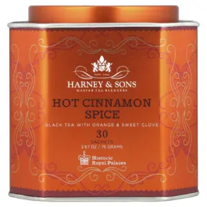 Harney and Sons Hot Cinnamon Spice | Black Tea with Orange and Sweet Clove | 30 Sachets | 2.67 Ounce (75 g)
