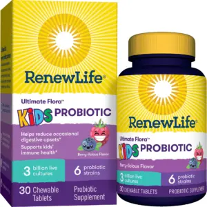 Kids Chewable Probiotic | 3 Billion CFU | 30 Berry Flavor Tablets | by Renew Life (Premium Edition)