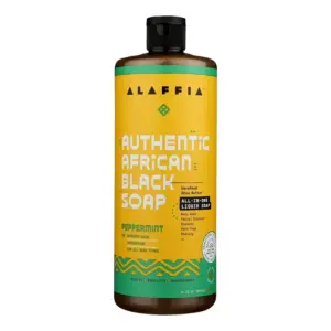 Alaffia Authentic African Black Soap | Peppermint 32 Ounce