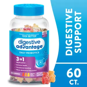 Digestive Advantage Daily Probiotics For Women & Men | Gut Health | Natural Fruit Flavors | 60 Gummies