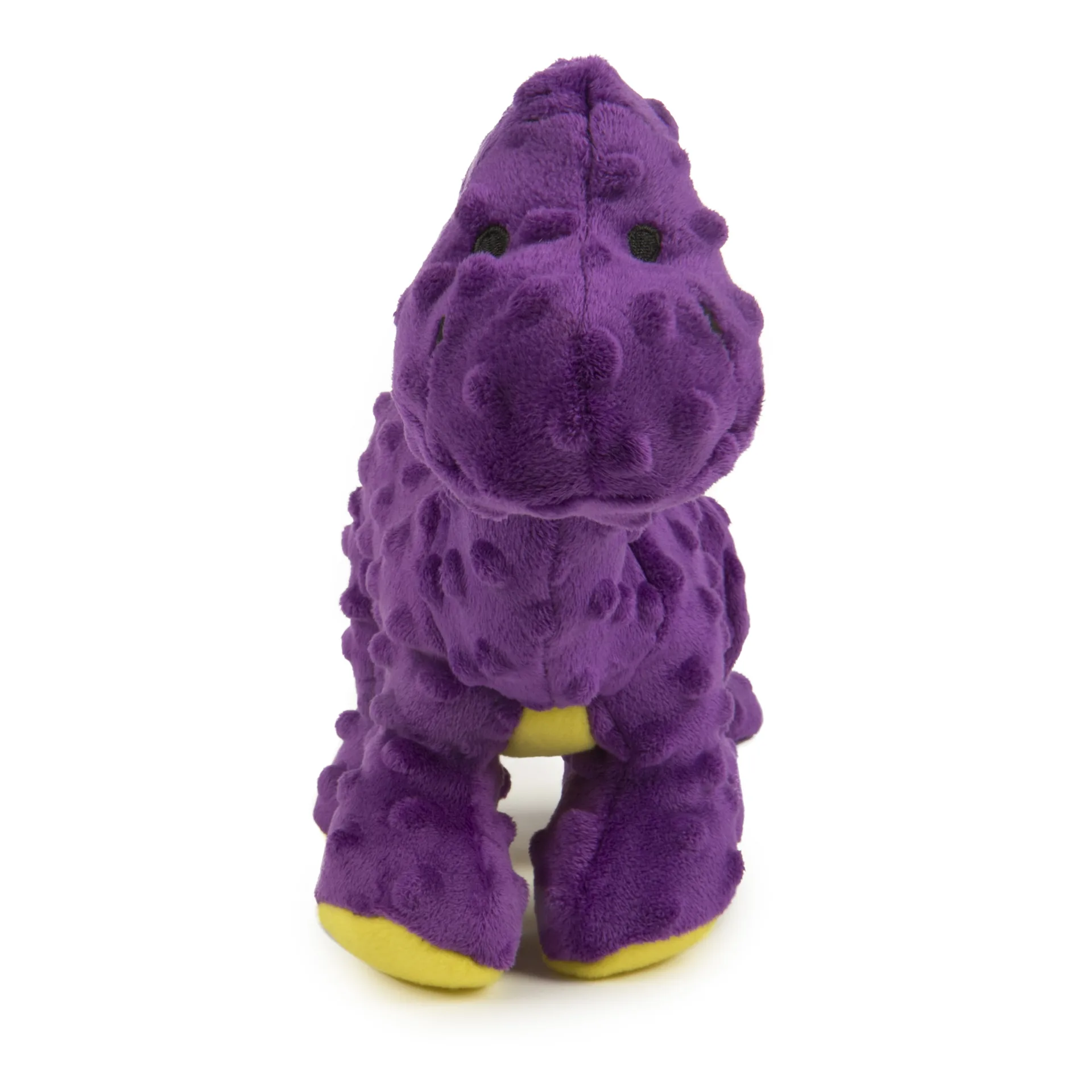 goDog Dinos Bruto with Chew Guard Technology Durable Plush Squeaker Dog Toy | Large | Purple
