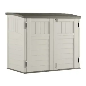 Suncast 34 Cubic ft. Horizontal Outdoor Resin Storage Shed | Vanilla,53 Inch D x 45.5 Inch H x 32.25 Inch W | 34 cu ft