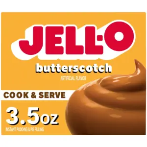 Jell-O Cook and Serve Butterscotch Pudding and Pie Filling Mix | 3.5 Ounce Box | Single