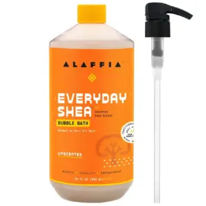 Alaffia Bubble Bath for Women | Unscented | Pump Included Everyday Shea Butter Formula with Wild Yam | 32 Fl Ounce
