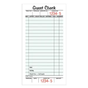 Adams Guest Check Form Pads | Single Part | Perforated | 50 Sheets per Pad | 5 Pads per Pack