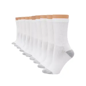 Hanes Calcetines Deportivos para Mujer | Cojin Completo | 10 Pares | Color Blanco | Talla 10-12 | White | 8-12