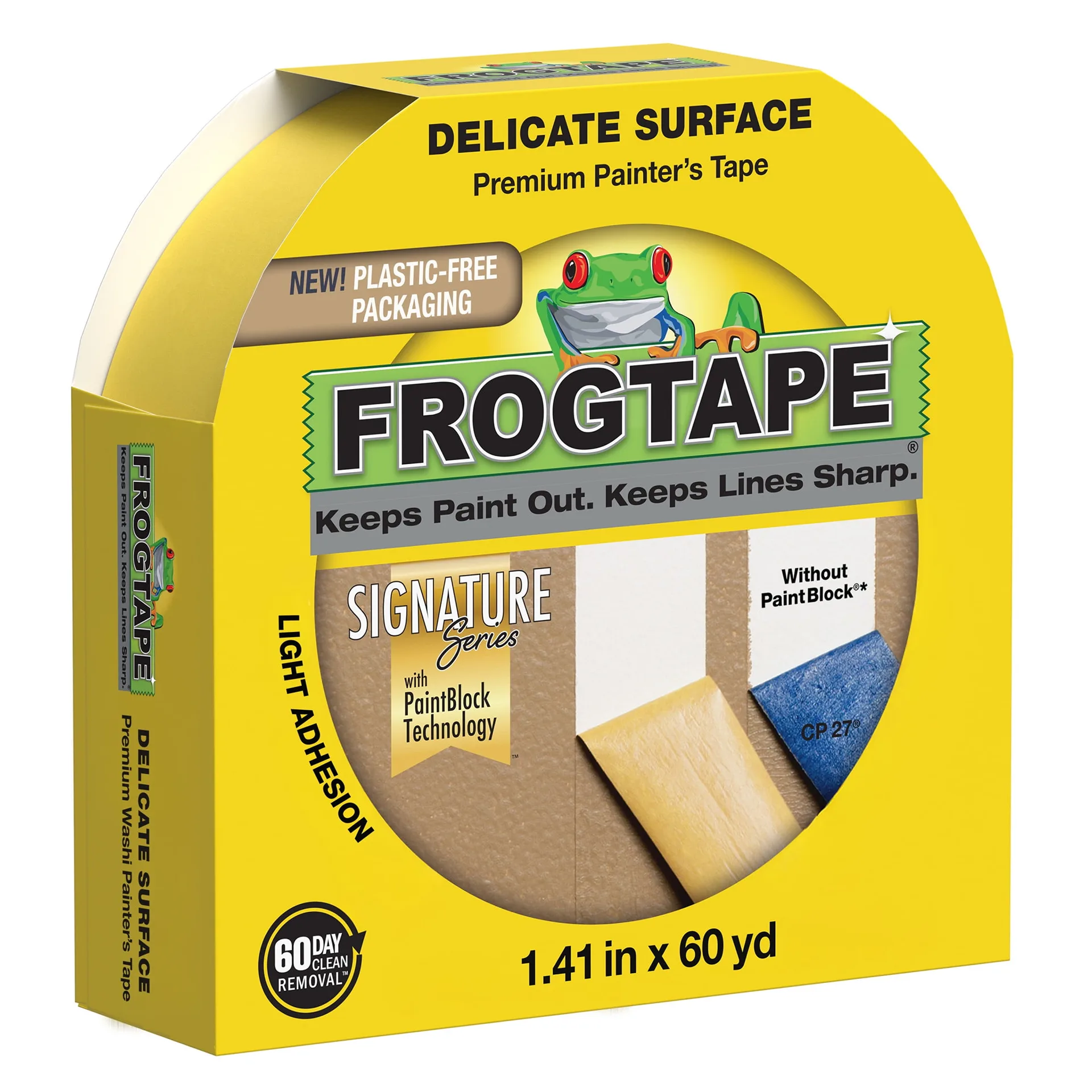 FrogTape 1.41 Inch. x 60 yd. Yellow Delicate Surface Painter's Tape | Single | 1.41 Inch. x 60 yd