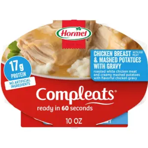 HORMEL COMPLEATS Chicken Breast with Gravy and Mashed Potatoes | 10 Ounce Plastic Tray | (Pack of 4)