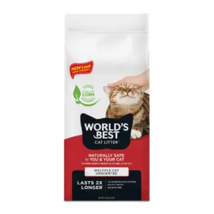 WORLD'S BEST CAT LITTER Multiple Cat Unscented | Natural Ingredients | Quick Clumping | Flushable | 99% Dust Free | Long-Lasting Odor Control and Easy Scooping | 8 lb Bag | 8 lbs