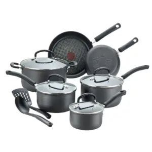 T-fal Ultimate Hard Anodized Titanium Nonstick Cookware | 12 Piece Set | Grey