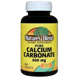 Nature's Blend Pure Calcium Carbonate 600 mg 100 Tabs (Premium Edition)