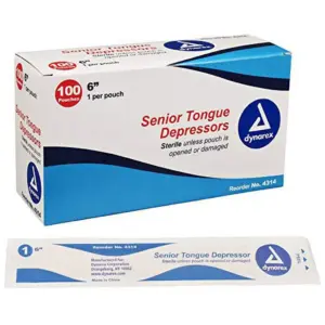 Dynarex Tongue Depressors | Senior 6 | Sterile | Precision Cut & Polished Smooth Edges | 1 Case of 1000 (10 Boxes of 100)