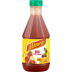 LA VICTORIA Red Taco Sauce | Medium | Shelf-Stable | 15 Ounce Plastic Bottle | Single