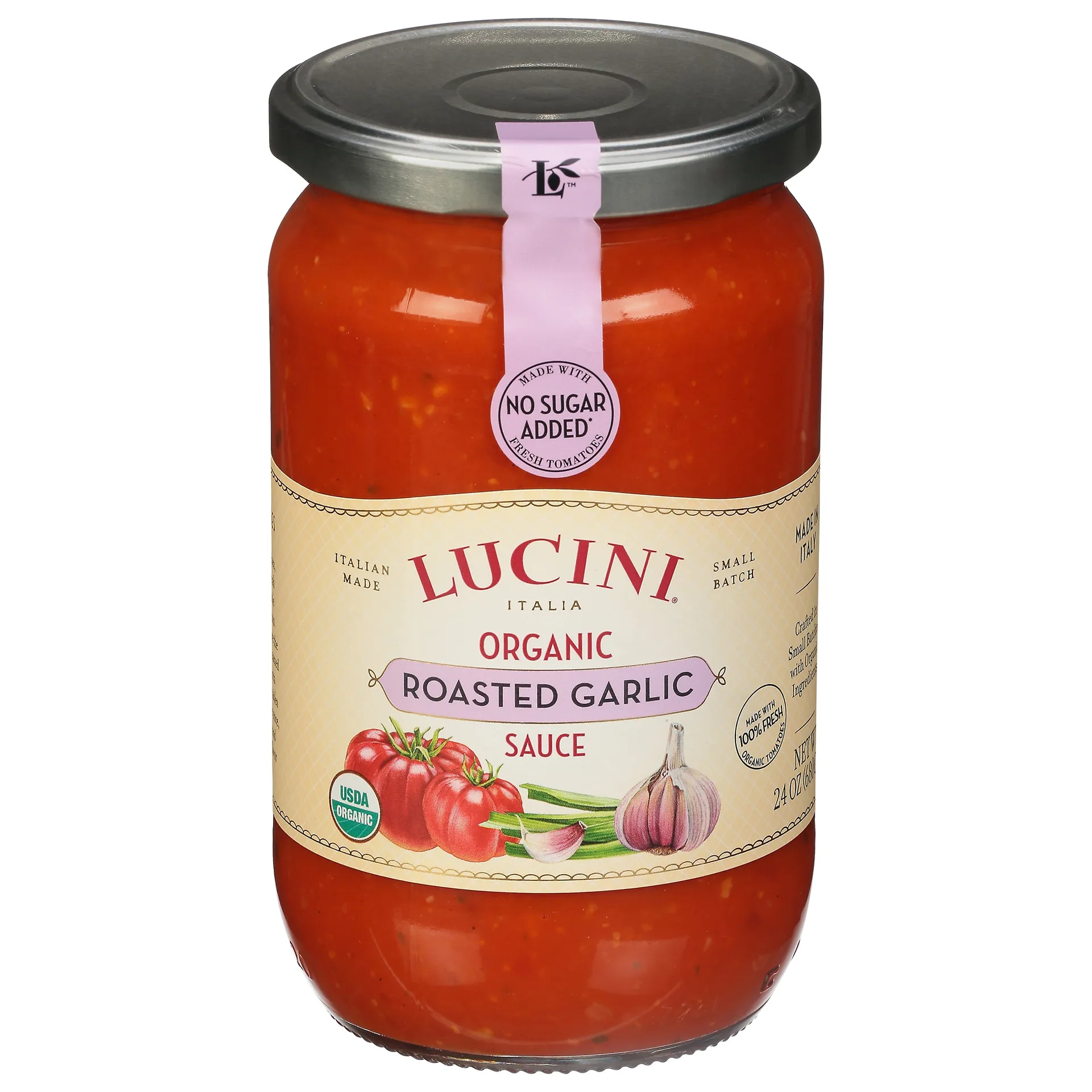 Lucini Italia Organic Roasted Garlic Marinara Sauce 24 Ounce. Jar | Single