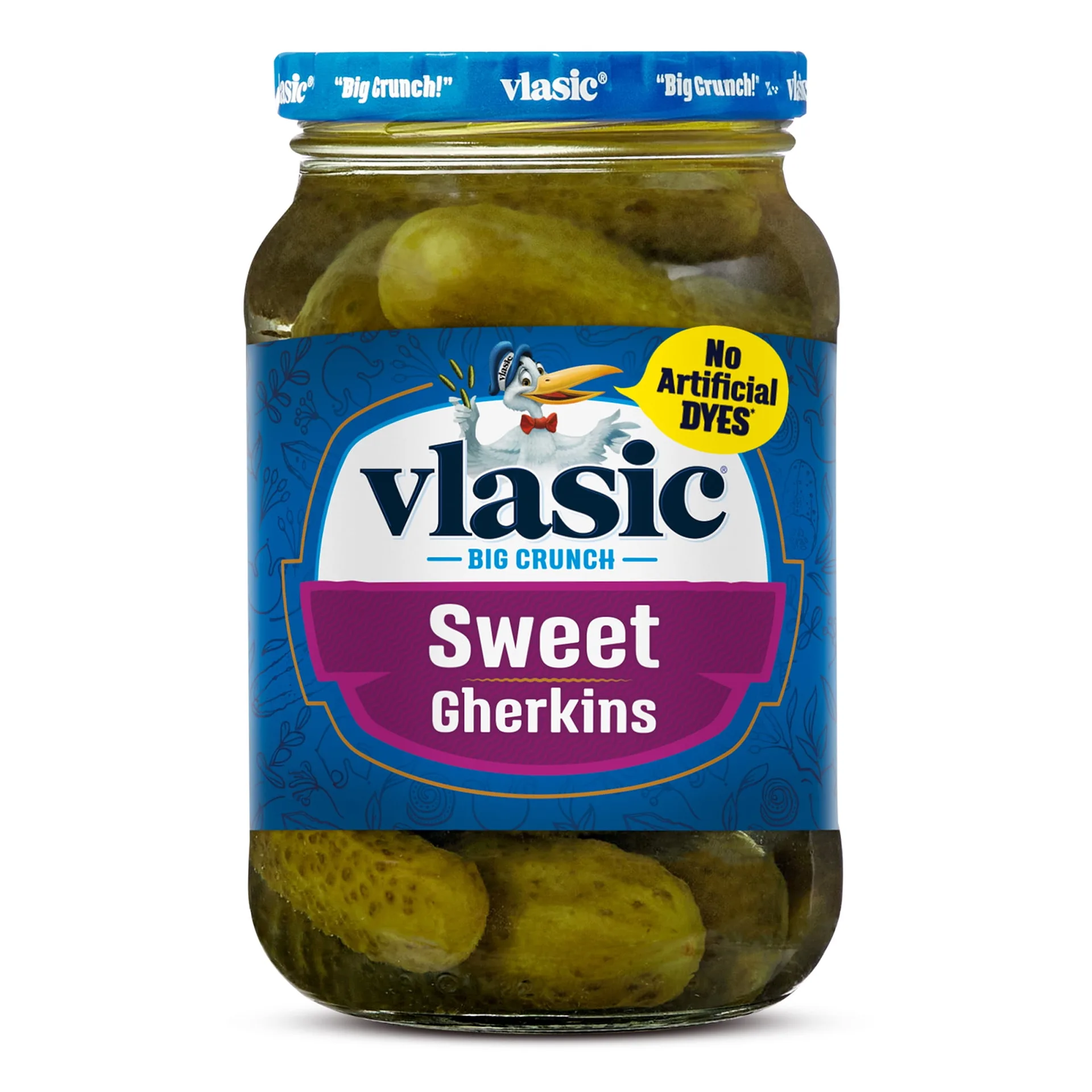 Vlasic Sweet Gherkins Pickles | Mini Sweet Pickles | 16 fl Ounce Jar | Single